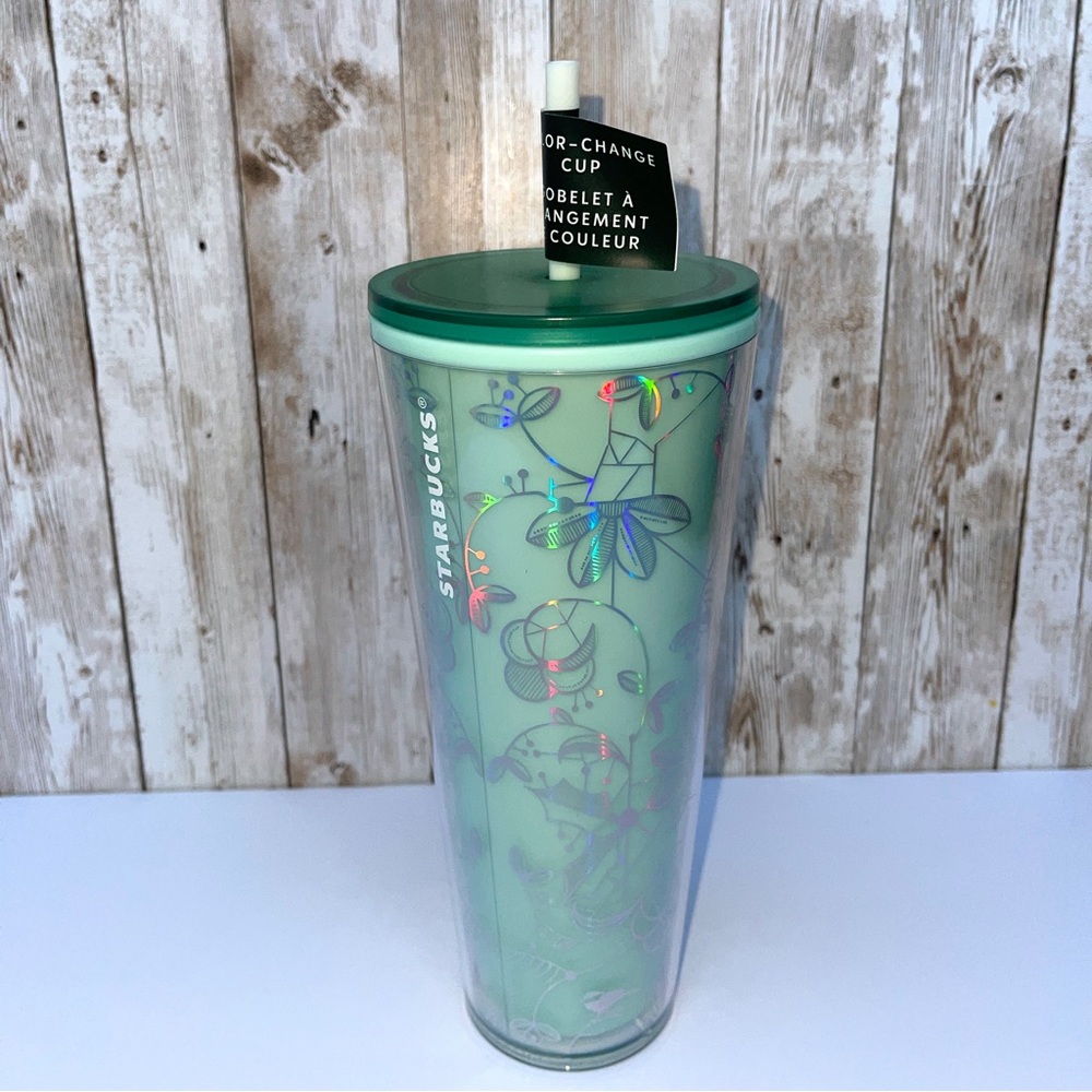 Starbucks Holiday Holographic Color Changing Tumbler Cold Cup Mint to Teal